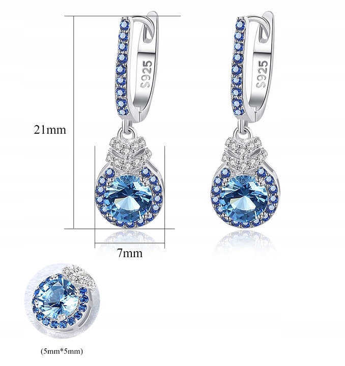 KOLCZYKI SREBRNE PRÓBA 925 WISZĄCE z Cyrkoniami SREBRO Angielskie Zapiecie