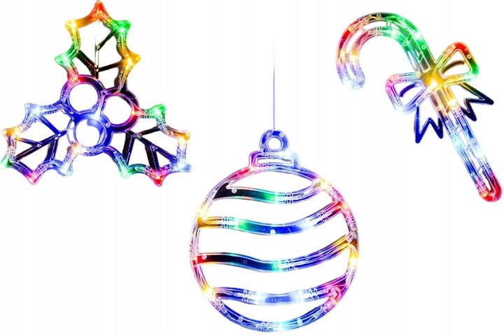 ZESTAW 3 X ŚWIECĄCE Dekoracje OZDOBY LAMPKI ŚWIĄTECZNE OZDOBY NA OKNO HDL