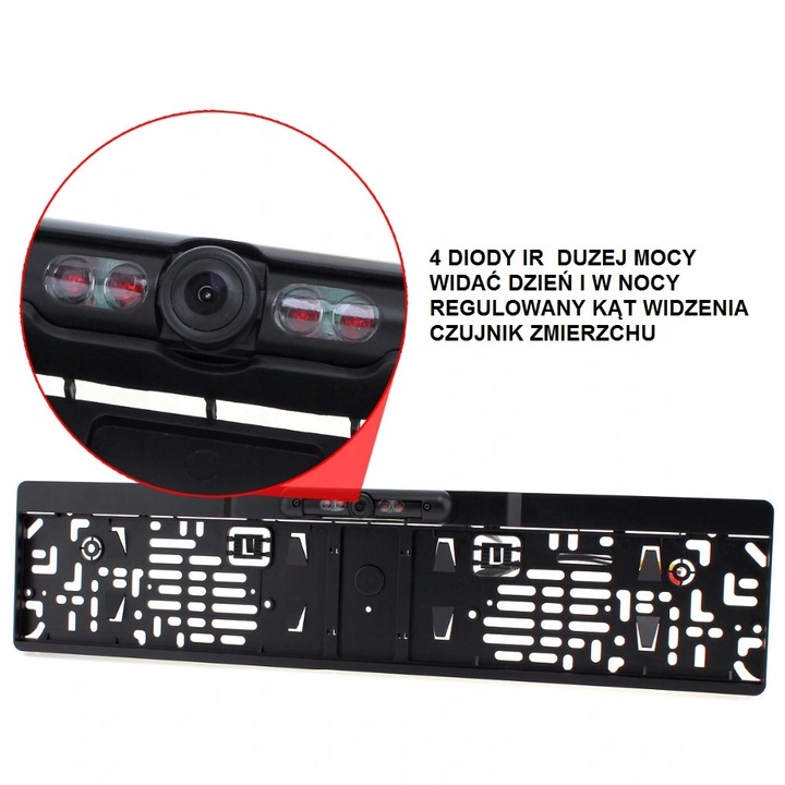 Kamera cofania w ramce tablicy rejestracyjnej IR