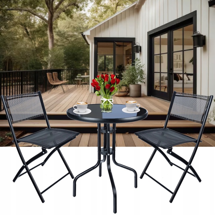 ZESTAW MEBLI balkonowych ogrodowych na balkon taras 2 X KRZESŁO + STOLIK