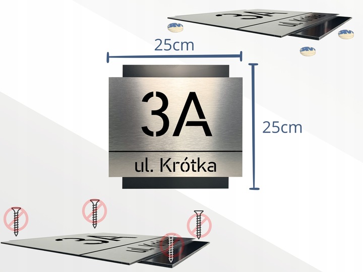 Tabliczka adresowa NUMER | ADRES NA DOM| 25x25cm | CNC | Wycinany | UV