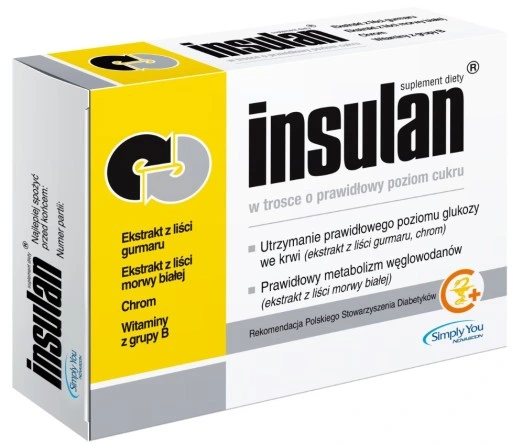 INSULAN poziom glukozy morwa chrom prawidłowy poziom cukru 120 tabletek