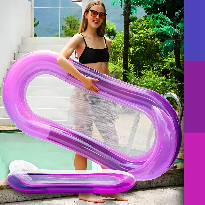 MATERAC DMUCHANY Z SIATKĄ DO PŁYWANIA LEŻAK PLAŻOWY NA BASEN HAMAK WODNY