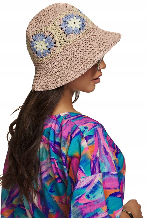 KAPELUSZ SŁOMKOWY EKO SŁOMKA bucket hat w kwiaty