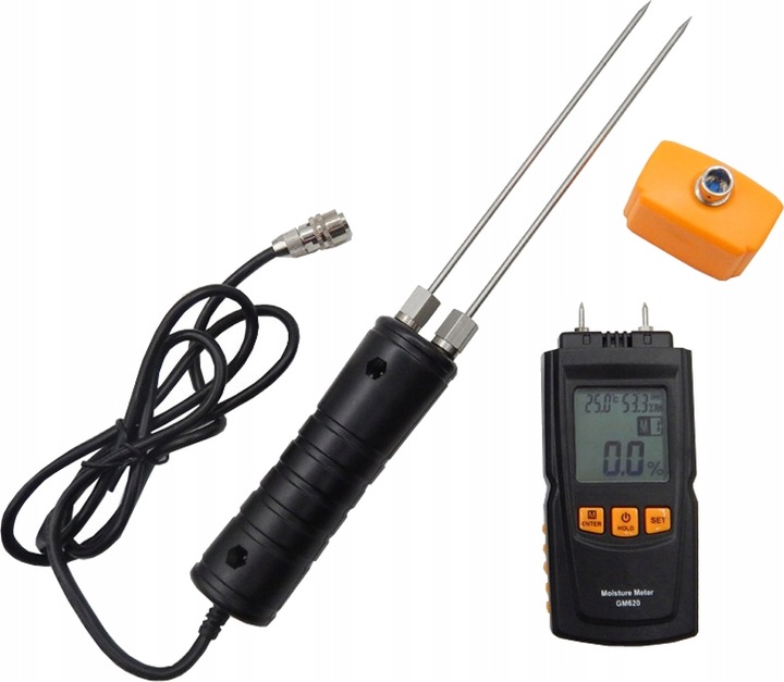WILGOTNOŚCIOMIERZ PRECYZYJNY I SZYBKI MIERNIK WILGOTNOŚCI DREWNA+SONDA LCD