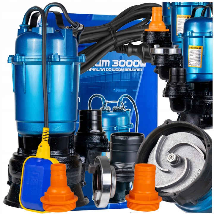 POMPA DO WODY BRUDNEJ Z ROZDRABNIACZEM DO SZAMBA CZYSTEJ PŁYWAK + 4 ZŁĄCZA