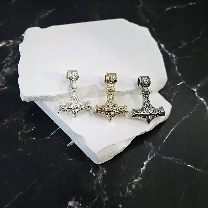 Młot Thora Wisior srebrny oksydowany zawieszka młot thora duża 27g ciężka