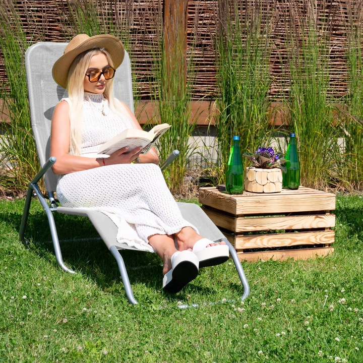 2x LEŻAK OGRODOWY krzesło na plażę FOTEL TURYSTYCZNY składany grawitacyjny