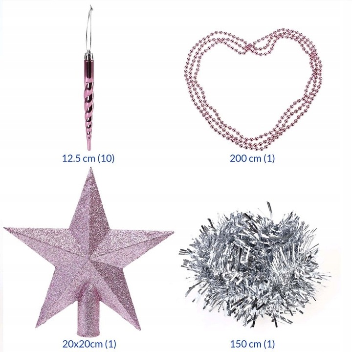 BOMBKI CHOINKOWE 6/4/3cm 77SZT ZESTAW ROŻOWY