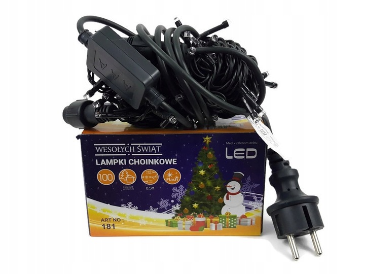 LAMPKI CHOINKOWE FLASH ISKRA FLESZ NA ZEWNĄTRZ DO WEWNĄTRZ 100 LED