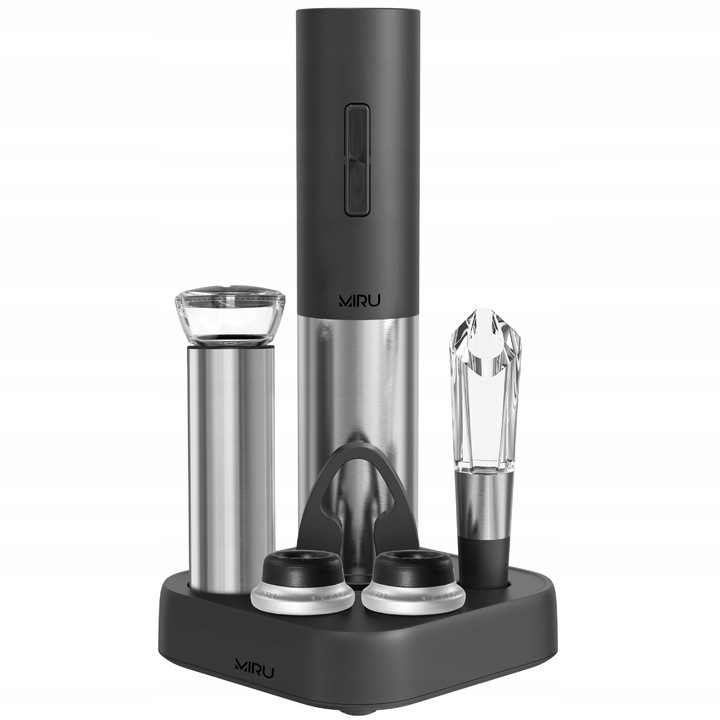 ELEKTRYCZNY KORKOCIĄG OTWIERACZ DO BUTELEK WINA, CZARNY ZESTAW NA PREZENT