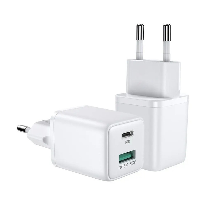 ŁADOWARKA SIECIOWA ZASILACZ 30W USB/USB-C SZYBKIE ŁADOWANIE
