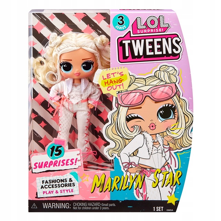LOL SURPRISE TWEENS LALKA MARILYN STAR 15 ELEMENTÓW BLOND WŁOSY SERIA 3