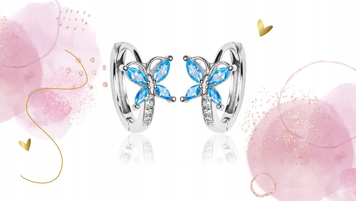 SREBRNE KOLCZYKI DLA DZIEWCZYNKI KÓŁKA Z MOTYLKIEM SREBRO 925 NA URODZINY