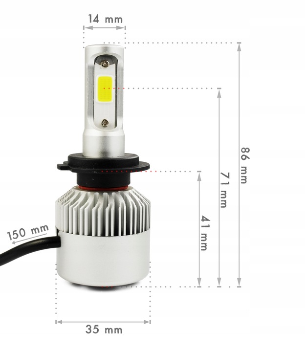 Żarówki LED H7 S2 72W COB MOCNE ZESTAW 16000 lm