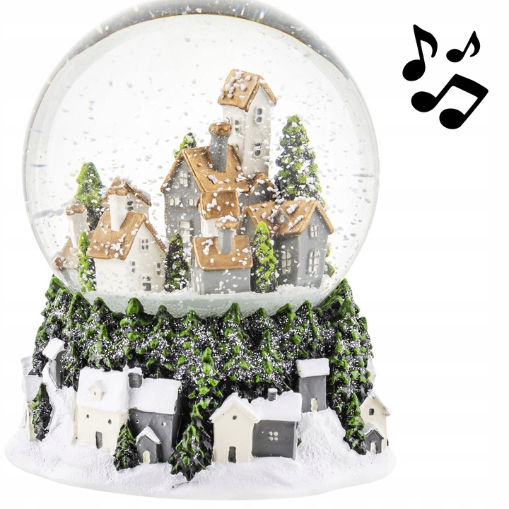 kula śnieżna z pozytywką miasto świąteczne 15 cm dekoracja zimowa PREZENT