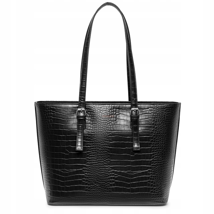 Torebka Damska Shopper Na Ramię PUCCINI Duża Mieści A4 Czarna BML054D-1