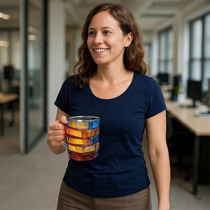 Malowany kubek na książki,3D Malowane książki Stos Szklany kubek do kawy,