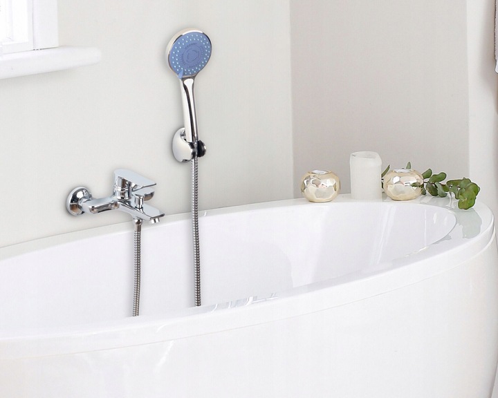Bateria wannowa z prysznicem chrom zestaw wannowo prysznicowy ze słuchawką