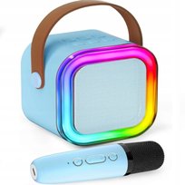KARAOKE DLA DZIECI PRZENOŚNY GŁOŚNIK BLUETOOTH + 2 MIKROFONY KOLORNIEBIESKI