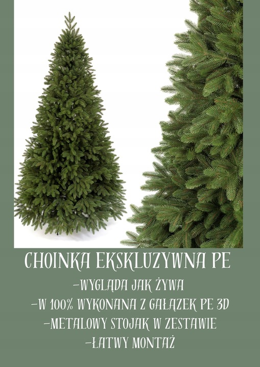 Choinka Ekskluzywna sztuczna Świerk 3D 100% PE 130 cm sylikonowa jak żywa