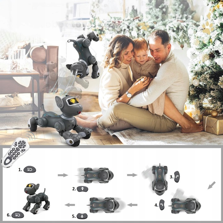 ROBOT INTERAKTYWNY ROBO PIES PIESEK ZDALNIE STEROWANY GŁOSEM PILOT DOTYK