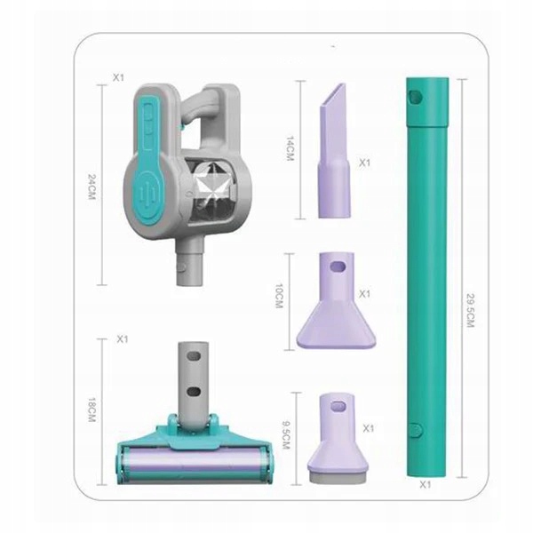 ODKURZACZ PIONOWY DLA DZIECI RĘCZNY ZABAWKA 3 KOŃCÓWKI INTERAKTYWNY DZWIĘK