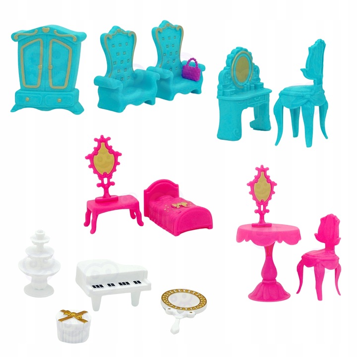 PRZENOŚNY DOMEK DLA LALEK PAŁAC ZAMEK DUŻY AKCESORIA KSIĘŻNICZKA WOOPIE