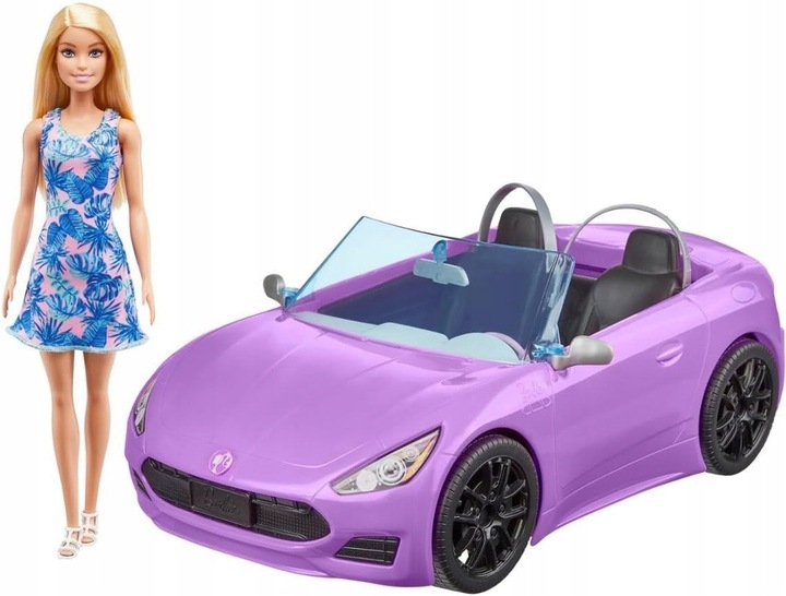 BARBIE AUTO KABRIOLET fioletowy SAMOCHÓD DLA LALEK Barbie zestaw z lalką