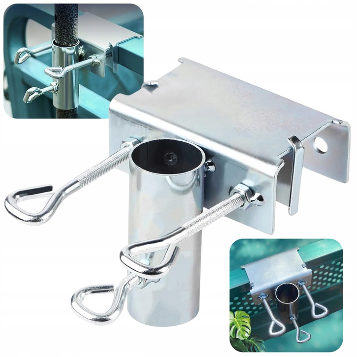 Uchwyt na FLAGĘ Parasol na balkon BEZ WIERCENIA do Poręczy Do Barierki