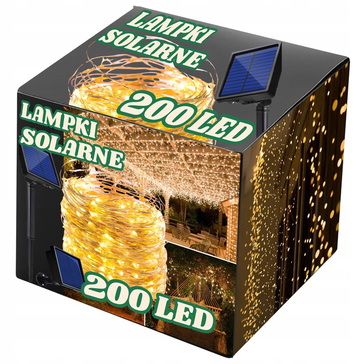 Lampki solarne CHOINKOWE do ogrodu 200 LED DRUCIK świąteczne ZEWNĘTRZNE 20m