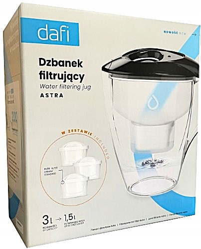 Dzbanek DAFI Astra Unimax 3l + 3 Filtry Dafi Kolor Czarny