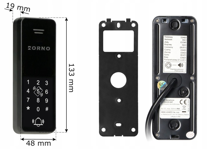 Domofon do Furtki BEZSŁUCHAWKOWY z Szyfratorem RFID na KOD BRELOK 2-Żyłowy