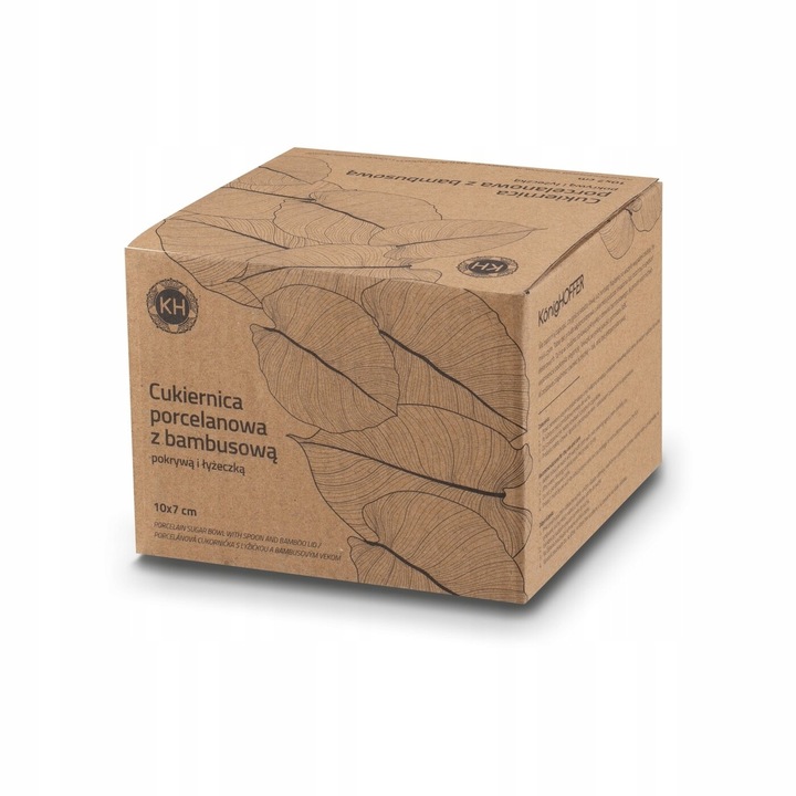 Czarna CUKIERNICA +ŁYŻECZKA pojemnik na CUKIER z bambusową POKRYWKĄ 350ml