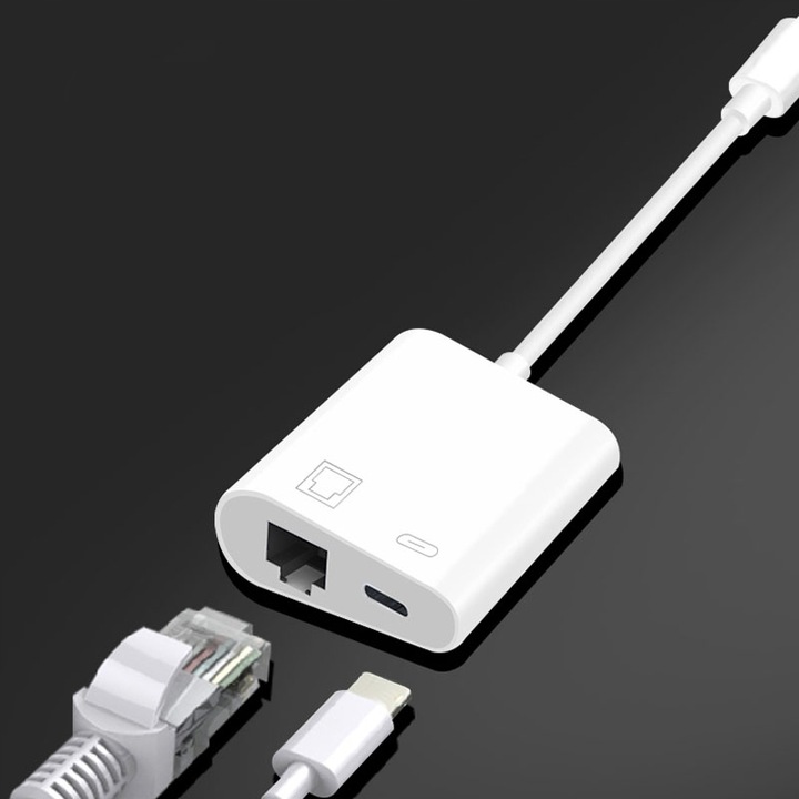 ADAPTER USB-C LAN ETHERNET PRZEJŚCIÓWKA RJ45 PD MacBook Charge ZASILANIE