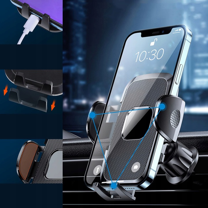 UCHWYT WIESZAK NA TELEFON NA KRATKĘ WYLOT POWIETRZA DO SAMOCHODU Z PRZYCISK