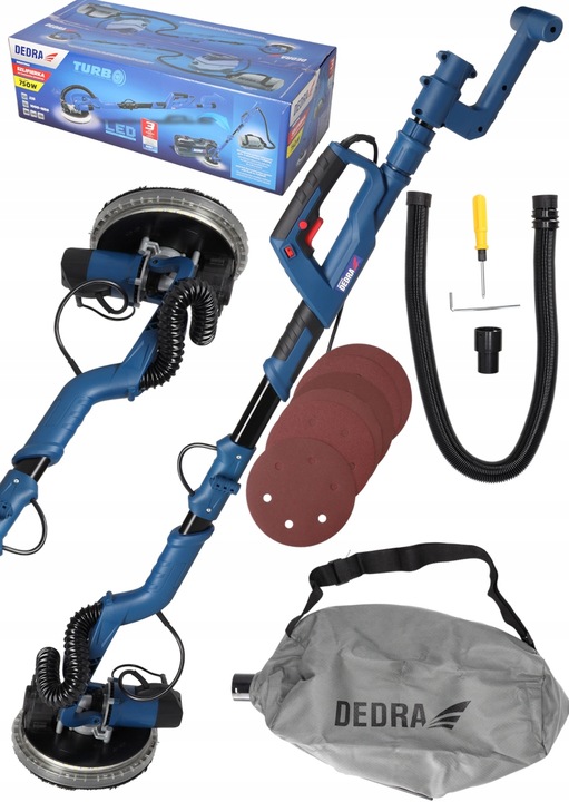 SZLIFIERKA do gipsu DEDRA ŻYRAFA z wysięgnikiem GŁADZI TYNKÓW ŚCIAN LED