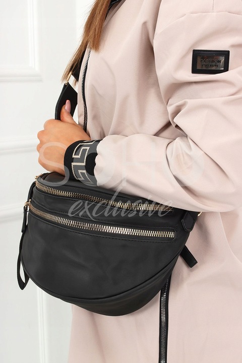 TOREBKA NA RAMIĘ TORBA KLASYCZNA LISTONOSZKA NERKA SPORTOWA POJEMNA CZARNA