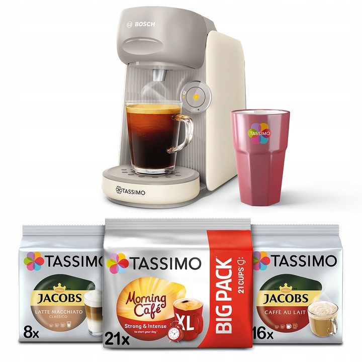 Ekspres na kapsułki Bosch Tassimo Finesse KREMOWY 3x Tassimo + kubek GRATIS