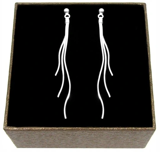 WISZĄCE DŁUGIE KOLCZYKI SREBRNE LINKI SREBRO PRÓBY 925 DIAMENTOWANE A27