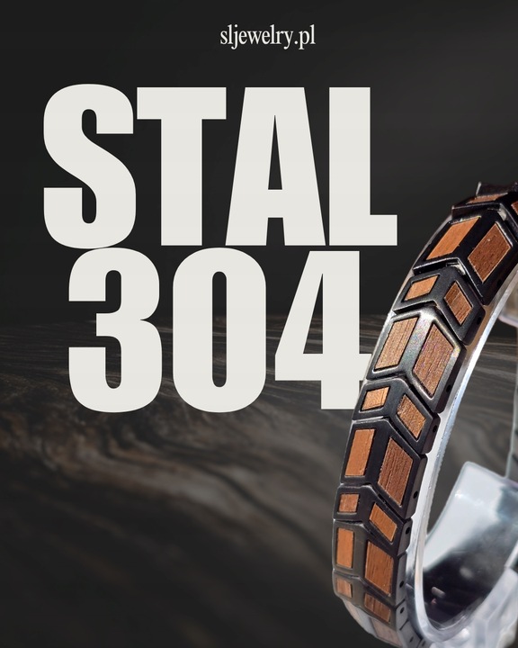Męska bransoleta ze stali nierdzewnej i naturalnego drewna