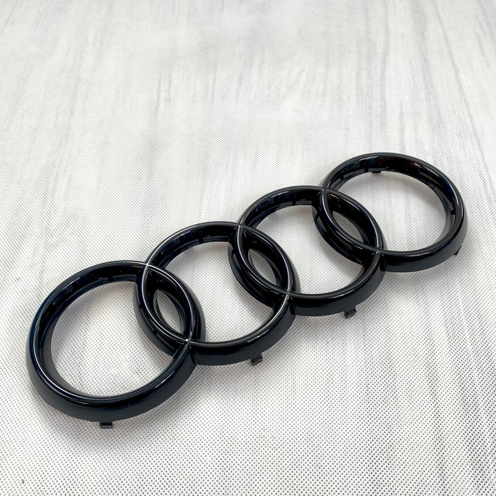 EMBLEMAT ZNACZEK AUDI KOMPLET CZARNY POŁYSK 273mm+200mm