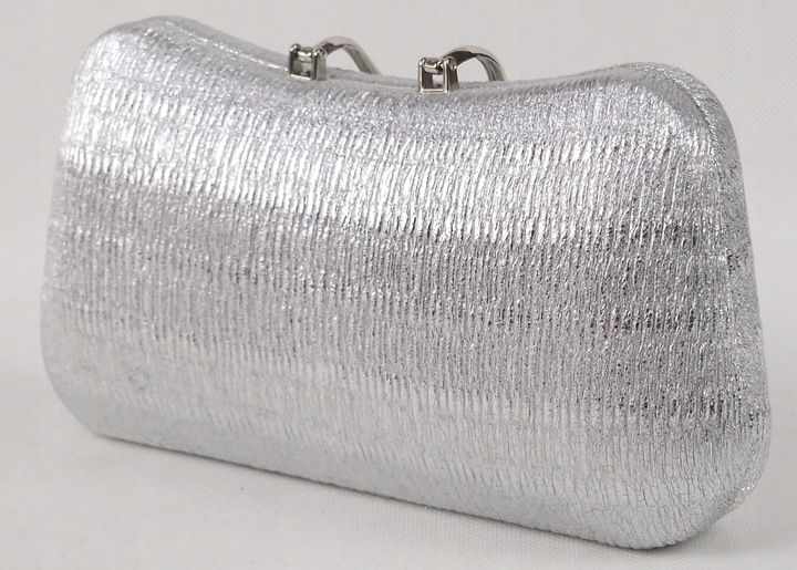 Torebka kopertówka puzderko wieczorowa elegancka wizytowa srebrna