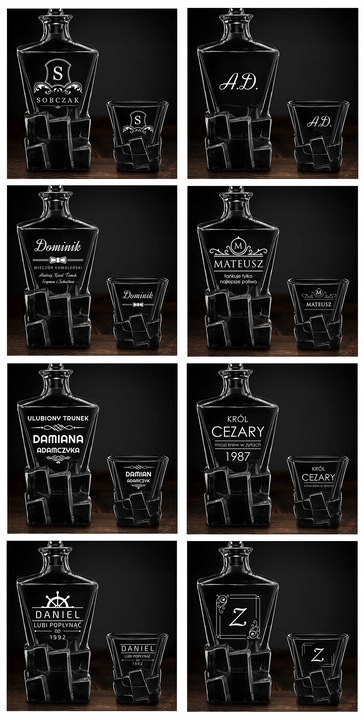 Zestaw Karafka 6 Szklanek do Whisky z Grawerem Prezent dla Faceta Urodziny