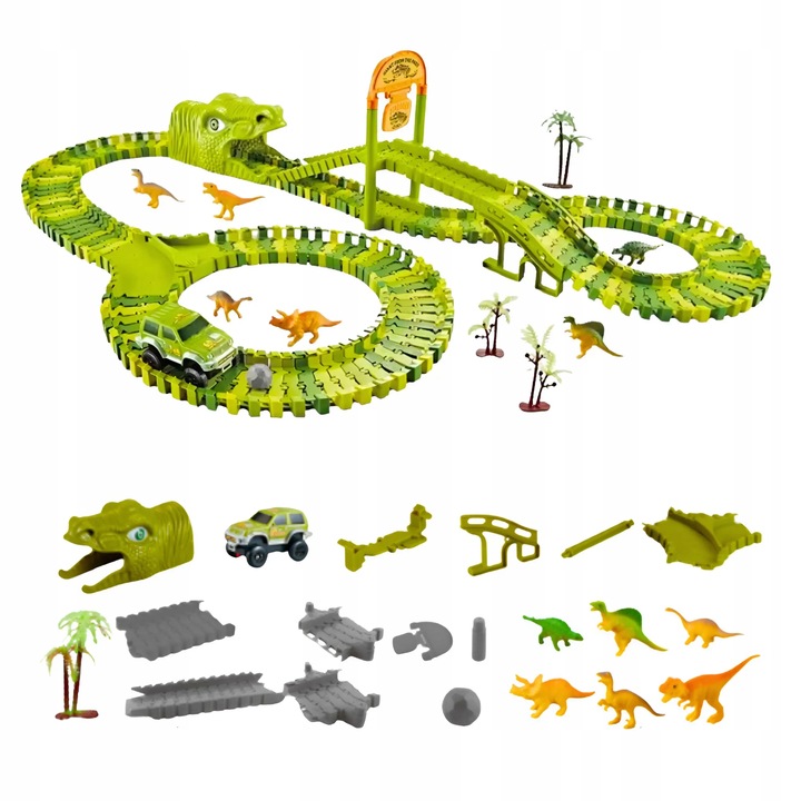 MEGA TOR WYŚCIGOWY DINO PARK DINOZAURÓW 169 EL DINOZAURY SAMOCHODZIK TOR