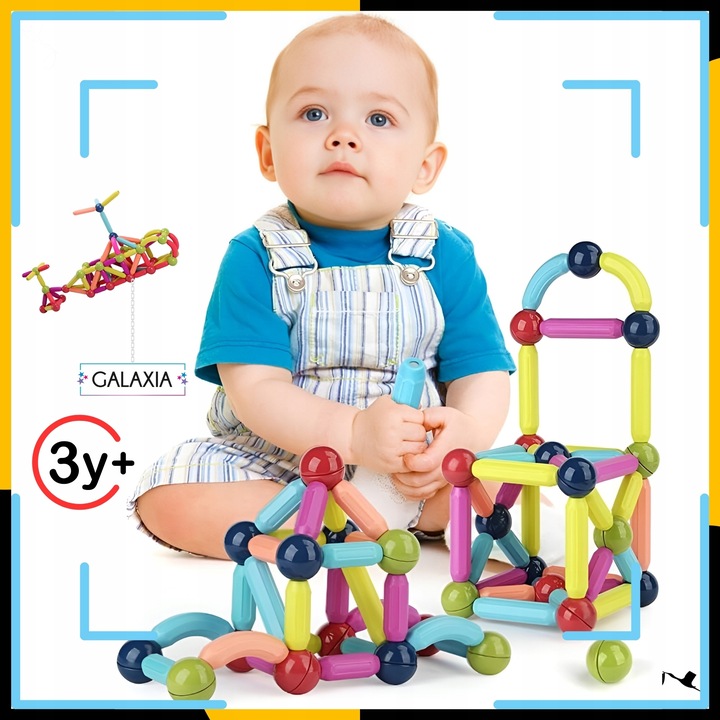 KLOCKI MAGNETYCZNE GALAXIA DUŻE Konstrukcyjne Dla Dzieci 120 el Magnetic