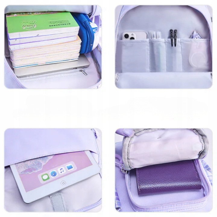 PLECAK SZKOLNY TORNISTER MŁODZIEŻ W KRATĘ POJEMNY DUŻY DO SZKOŁY