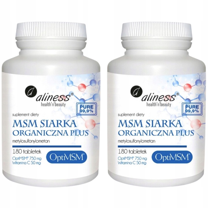 Aliness Opti MSM NAJCZYSTSZA SIARKA ORGANICZNA WIT.C STAWY CHRZĄSTKA 180tab