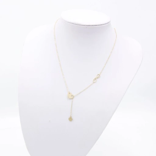 Naszyjnik CELEBRYTKA stal chirurgiczna serduszko przeciagane nieskonczonosc