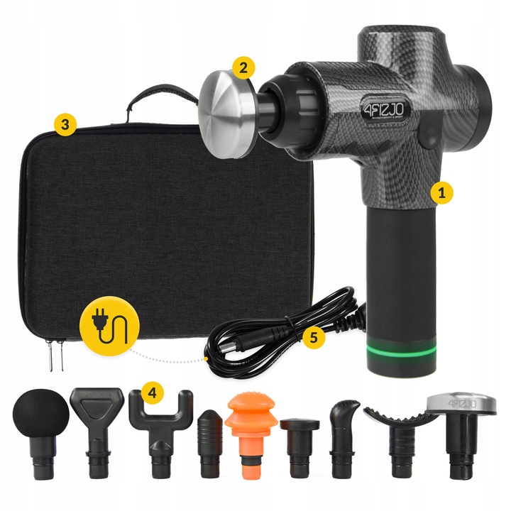 PISTOLET DO MASAŻU MASSAGE GUN+GŁOWICA PODGRZEWANA